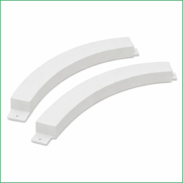 White curved architectural molding or trim piece on a white background