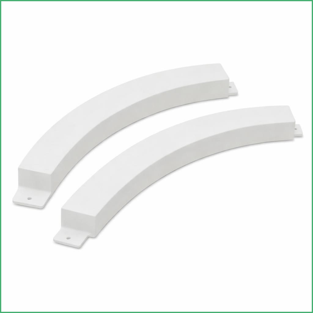 White curved architectural molding or trim piece on a white background
